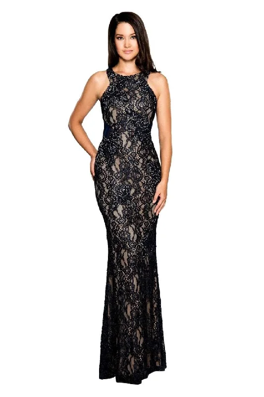 Cachet 5825OZ - Cutout Back Lace Evening Dress