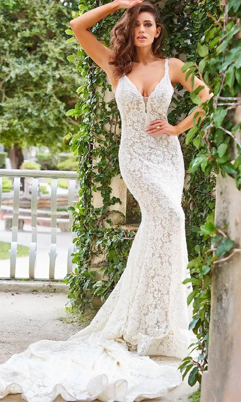 Jovani JB03864 - Embellished Lace Bridal Gown