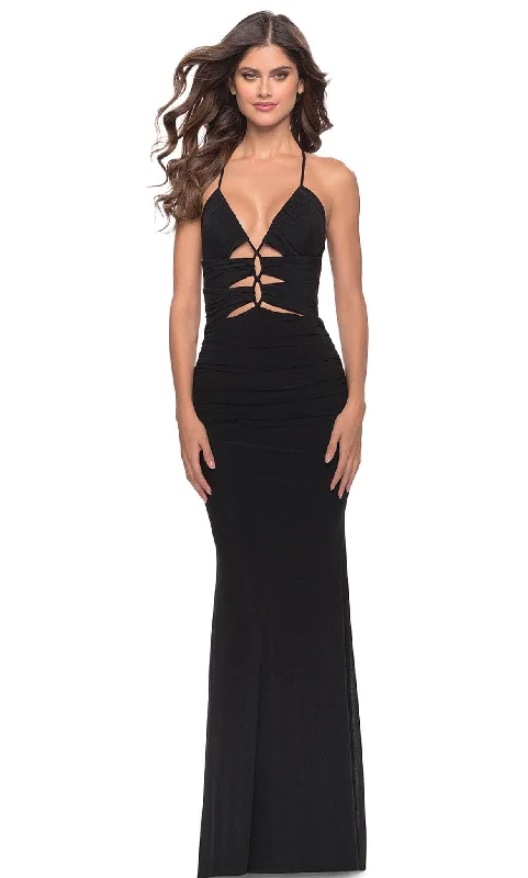 La Femme 31334SC - Ruched Lace-Up Back Prom Dress